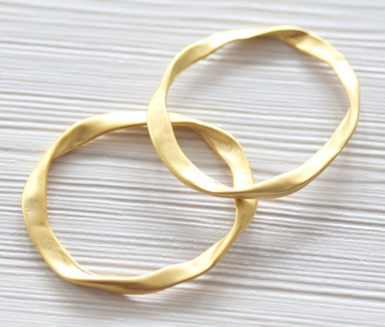 2pc matte gold connector rings, ring connector, jewelry rings, gold connectors, large gold rings, thick rings, large rings, ring pendant image 4