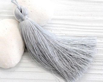 Light gray silk tassel, thick tassel, pillow tassel, grey tassel, jewelry mala tassels, home decor tassels, extra large silk tassel, N12