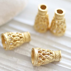 2pc tassel caps for jewelry making, bead caps for tassel, bead cones, end caps, bead cone caps, tassel caps gold, bead caps gold, findings image 3