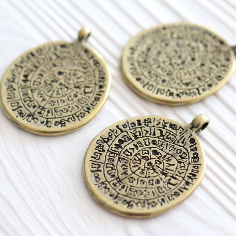 large gold pendant Antique gold tribal pendant gold round pendant hammered metal pendant spiral pendant rustic pendants boho pendant