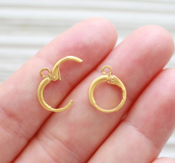 2pc 24K gold plated round earrings stud set, round earring wires gold, wire earrings, studs with loop for charms tassels
