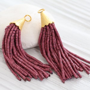 Pampille en perles prune, petite pampille en perles, pampille en or, pampille en perles rose foncé, pampilles décoratives, pampille de boucle d&#39;oreille en perles, pampille de collier