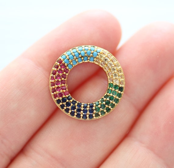 Micro pave heart pendant connector, rainbow heart charm, rhinestone pave charms, pave connector, necklace bracelet connector,heart connector