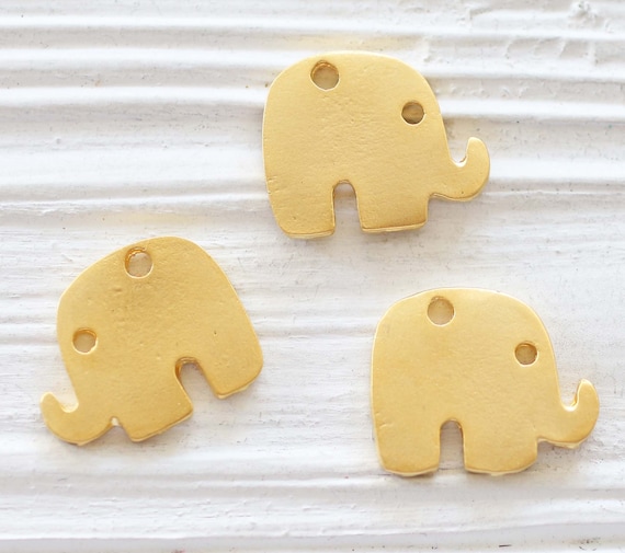 2pc elephant charm gold, elephant pendant gold, animal pendant, elephant necklace findings, earrings, necklace, bracelet charm
