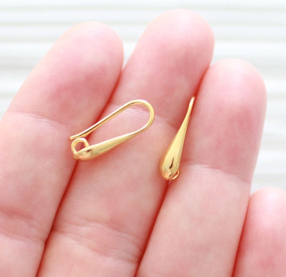 2pc 24K gold plated earrings stud set, earring wires gold, stud earrings, drop studs with loop for charms tassels, gold studs