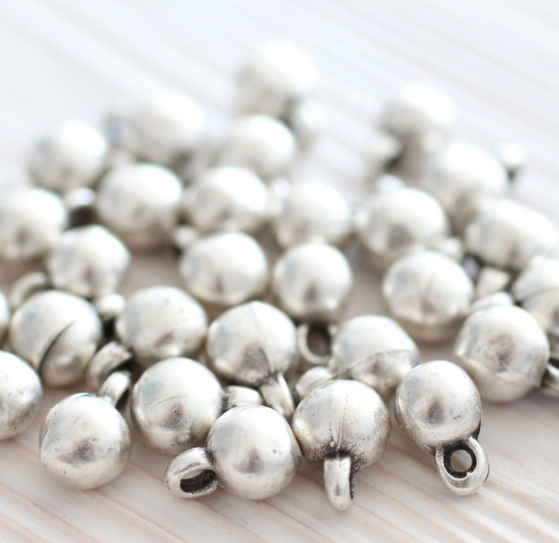 10pc silver beads, bracelet charms, earring beads, ball beads, tiny beads, silver charms, metal charms, boho charms, earring charms, rustic image 4