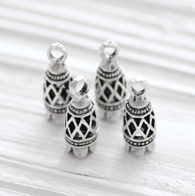 Large silver tassel cap bead cones rustic bead cap end caps metal tribal tassel cap,antique bead caps silver bead cap unique findings