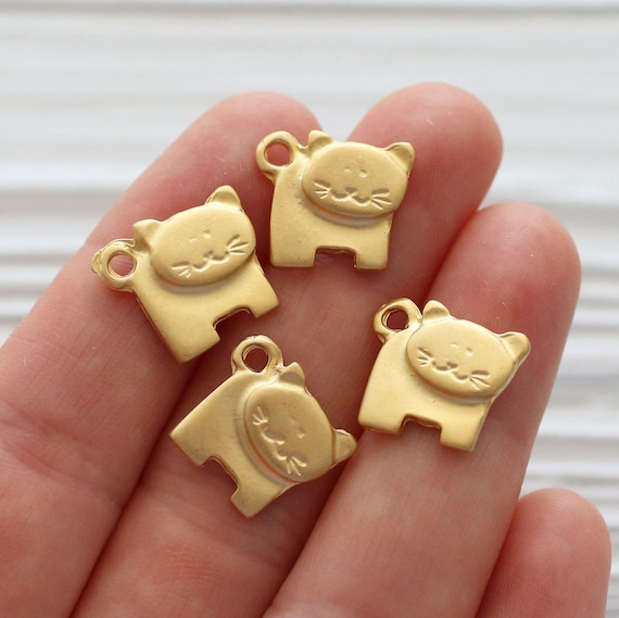 10pc cat charms, animal charms, gold cat charms, dangles charms, mini cat pendant, kitten charms, cat collar charm, bracelet,earrings dangle