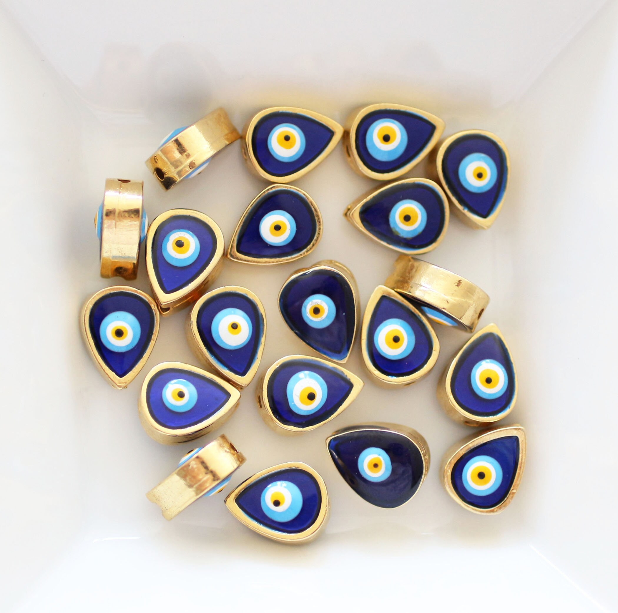 4pc Evil Eye Beads Evil Eye Charms Spacer Beads Blue Etsy