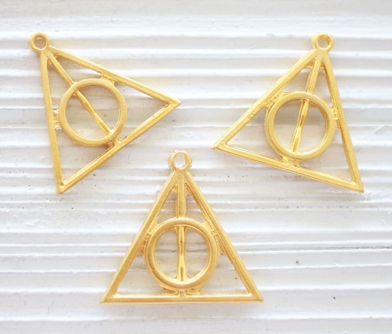 Triangle pendant, gold flat pendant, geometric pendant, rustic pendant, boho pendant, large gold pendants, triangle, dangles