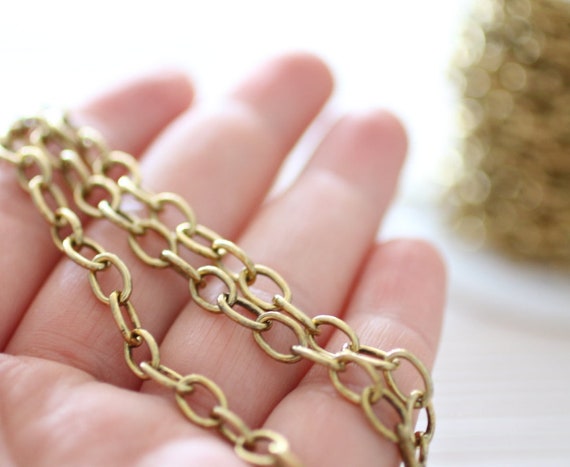 8x5 mm brass antique gold cable chain, brass chain, antique chain, gold chain, cable chain, brass necklace chain, foot chain, jewelry chain