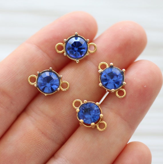 Swarovski crystal connectors, blue swarovski charms, swarovski pendant, swarovski jewelry earrings dangle charm, necklace connector