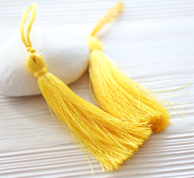 Silk Tassel Yellow Tassel Large Tassels Neon Tassel Etsy