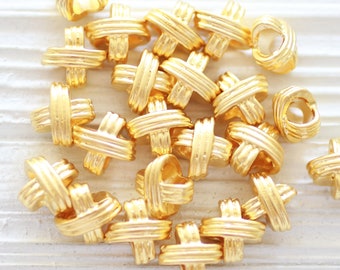 10pc gold rondelle beads, large hole beads, large metal tube beads, bracelet heishi beads, slider beads, spacer beads, necklace bead spacer
