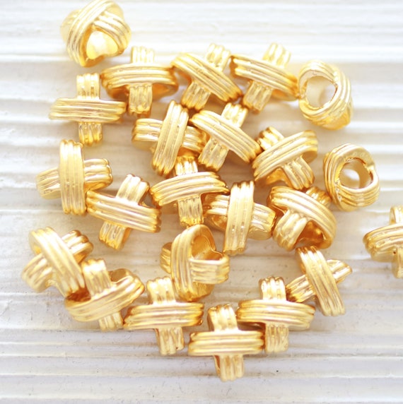 10pc gold rondelle beads, large hole beads, large metal tube beads, bracelet heishi beads, slider beads, spacer beads, necklace bead spacer