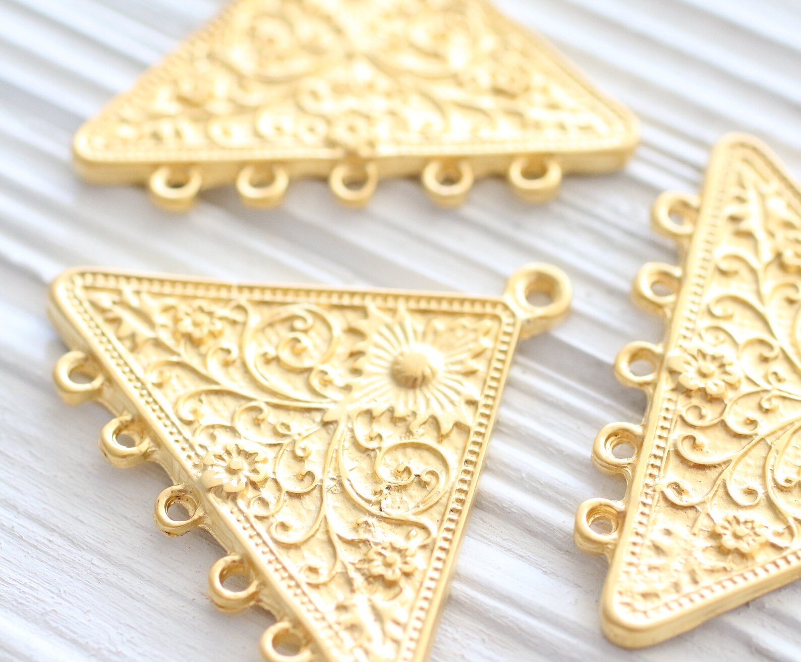 Triangle tribal gold pendant connector large gold pendant Etsy