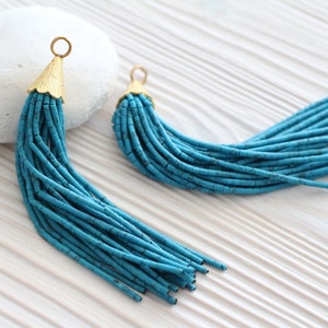 Turquoise bead tassel, cobalt, long beaded tassel, tassel pendant, tassels for jewelry, blue tassel, gold bead tassel, tassel earrings, N5