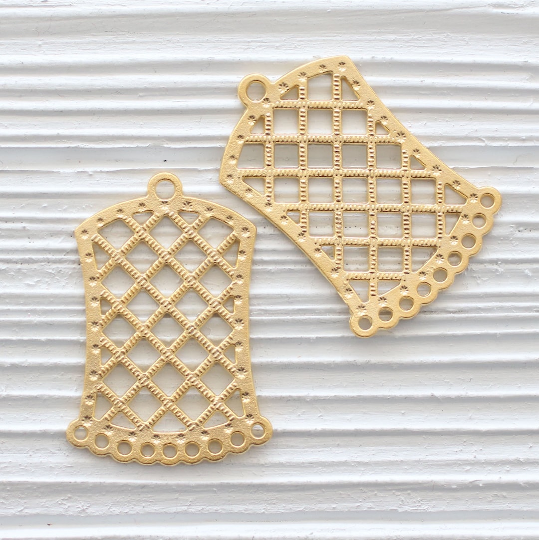 Filigree Gold Pendant Connector, Unique Filigree Findings, Multi Strand