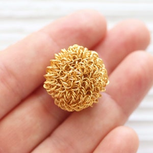 Gold Ball Spacer Beads, Mini Round Beads, Rustic Ball Bead, Gold