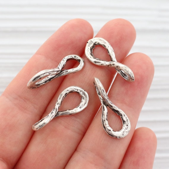 2pc silver infinity charm, dangle charms, silver connector, infinity pendant, infinity connector, silver infinity, metal infinity connector