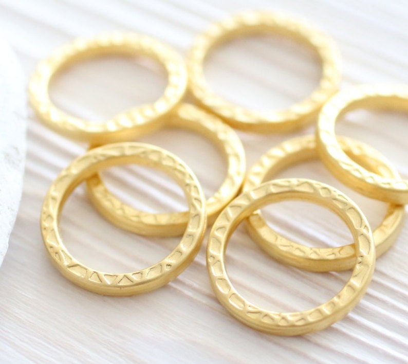 2pc Gold Ring Connector Hammered Rings Gold Round Ring Ring Etsy