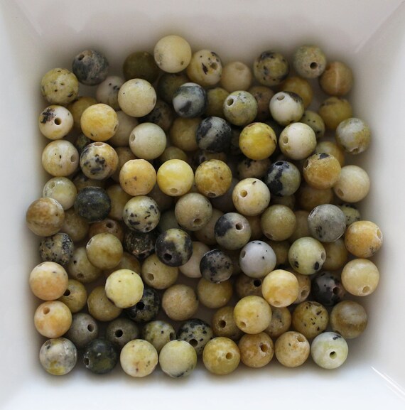 50pc, 6mm olive jade beads, green gemstone beads, semi precious gemstones, loose gemstones, necklace beads, bracelet beads, marbled