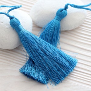 Silk tassel, blue tassel, large tassels, tassel, turquoise tassel, royal blue tassel, decorative tassels, aqua, thread thick tassel, N19