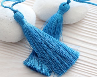 Silk tassel, blue tassel, large tassels, tassel, turquoise tassel, royal blue tassel, decorative tassels, aqua, thread thick tassel, N19