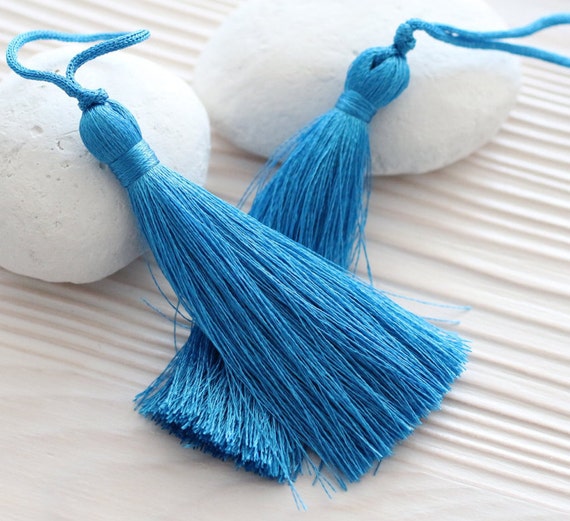 Silk tassel, blue tassel, large tassels, tassel, turquoise tassel, royal blue tassel, decorative tassels, aqua, thread thick tassel, N19