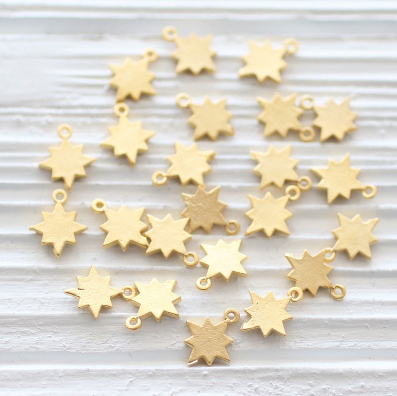 10pc gold star charm, bracelet charms, necklace charm, mini star pendant, gold star beads, earring charms, earrings dangle, celestial image 2