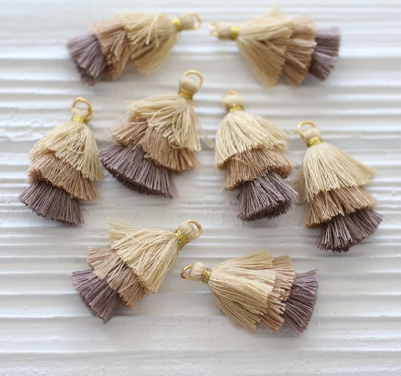 2pc layered tassels, coffee brown multi layer tassels, earrings tassels, necklace tassels, keychain tassel, tassel charm, dangle tassel