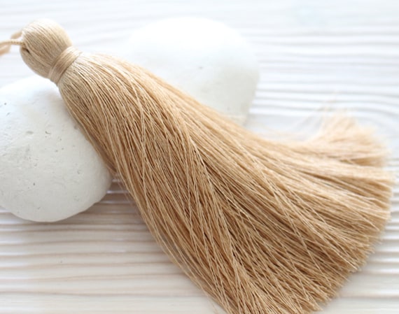 Latte brown silk tassel, extra large tassel, thick tassels for jewelry, tassel, handmade, decorative tassels, beige tassel, thread, N34