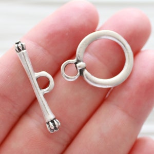 Toggle clasps silver, T bar ring, large silver plated jewelry clasp, necklace clasps, bracelet clasp, closures for necklaces bracelets 画像 1