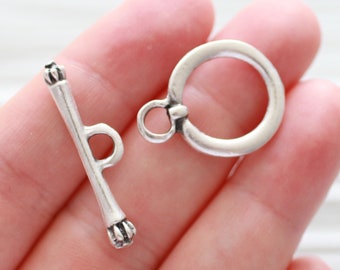 Toggle clasps silver, T bar ring, large silver plated jewelry clasp, necklace clasps, bracelet clasp, closures for necklaces bracelets