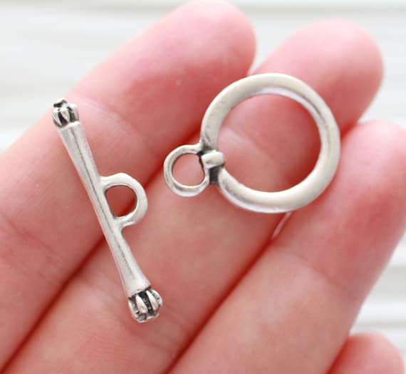 Toggle clasps silver, T bar ring, large silver plated jewelry clasp, necklace clasps, bracelet clasp, closures for necklaces bracelets