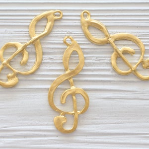 Treble clef pendant gold, music note pendant, music notes sign, music pendant, music symbols, large pendants, gold pendant, rustic