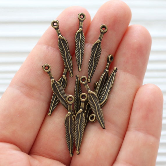 10pc leaf dangles, earring charms, leaf charms for necklaces, leaf charm, antique gold leaf, tree leaf charm, leaf pendant, tribal leaf