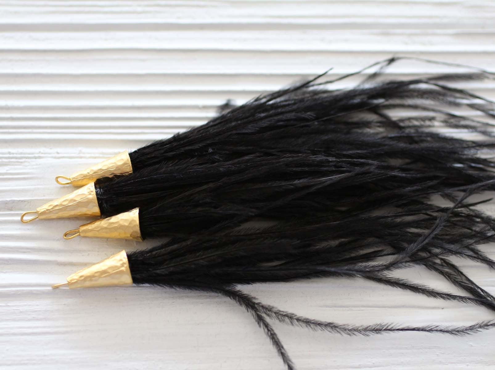 Black feather tassel, black tassel, jewelry tassels, feathers, feather ...