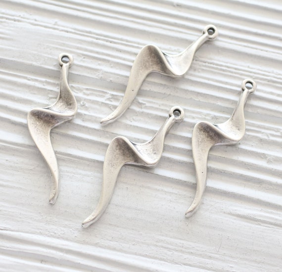 2pc lightning pendant charm silver, zigzag pendant, earring charms, tribal pendant, earrings dangle, contemporary pendant, stick dangle