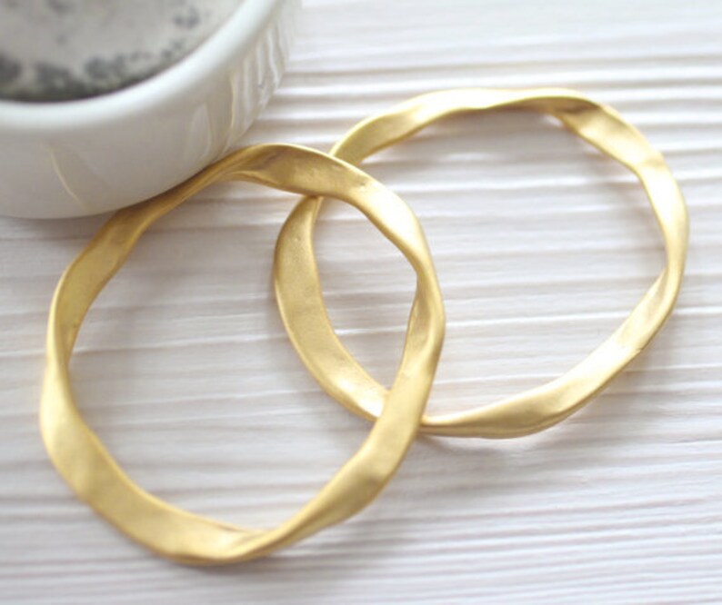 2pc matte gold connector rings, ring connector, jewelry rings, gold connectors, large gold rings, thick rings, large rings, ring pendant image 5