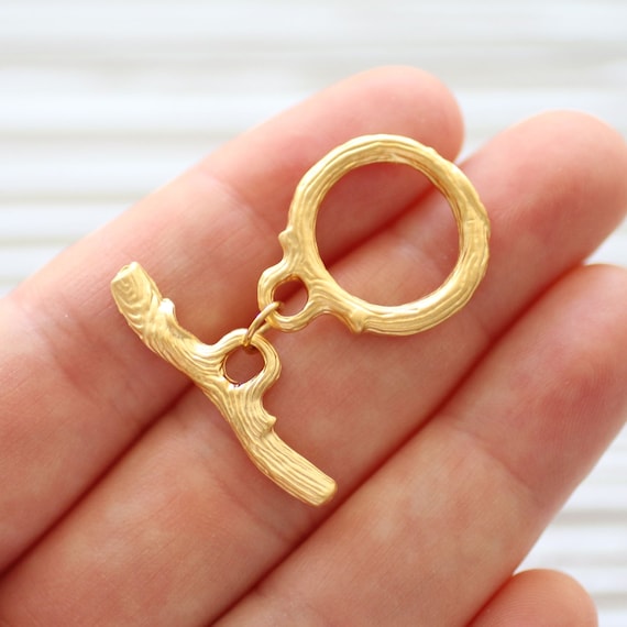 Toggle clasps gold, T bar ring, large 24K gold plated jewelry clasp, necklace clasps, bracelet clasp, closures for necklaces bracelets, T2