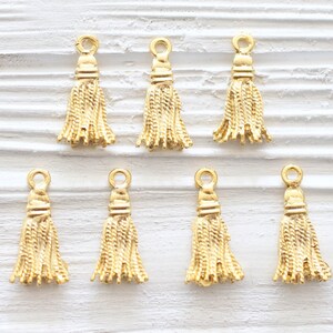 5pc gold tassel charm, bracelet charms, earring charms, gold tassel, gold dangles, metal charms, gold charms, metal tassel pendant image 3