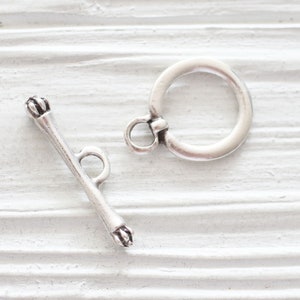 Toggle clasps silver, T bar ring, large silver plated jewelry clasp, necklace clasps, bracelet clasp, closures for necklaces bracelets 画像 2