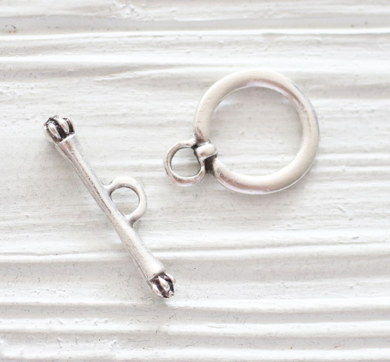 Toggle clasps silver, T bar ring, large silver plated jewelry clasp, necklace clasps, bracelet clasp, closures for necklaces bracelets 画像 2