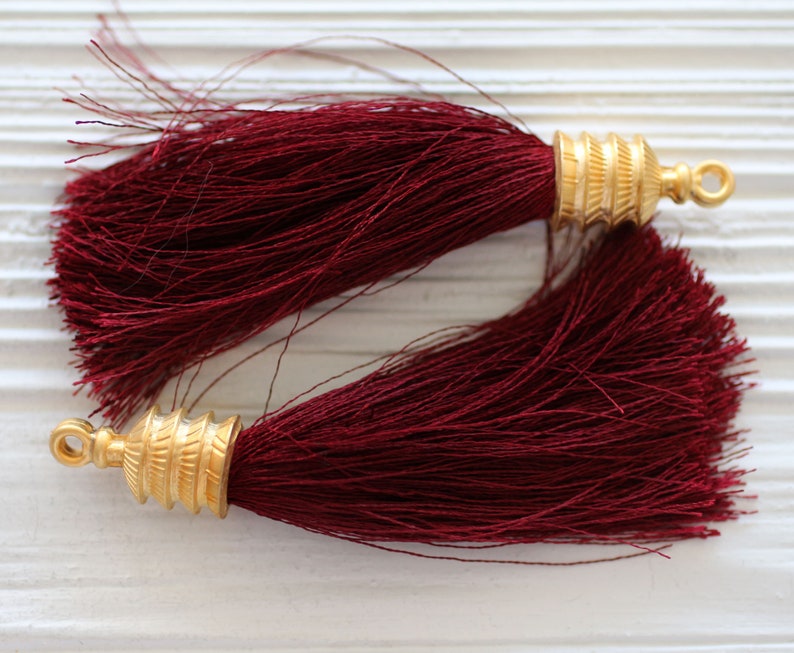 Burgundy Tassel Plum Tassel With Cap Red Wine Tassel Gold Etsy
