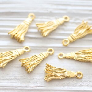 5pc gold tassel charm, bracelet charms, earring charms, gold tassel, gold dangles, metal charms, gold charms, metal tassel pendant image 2
