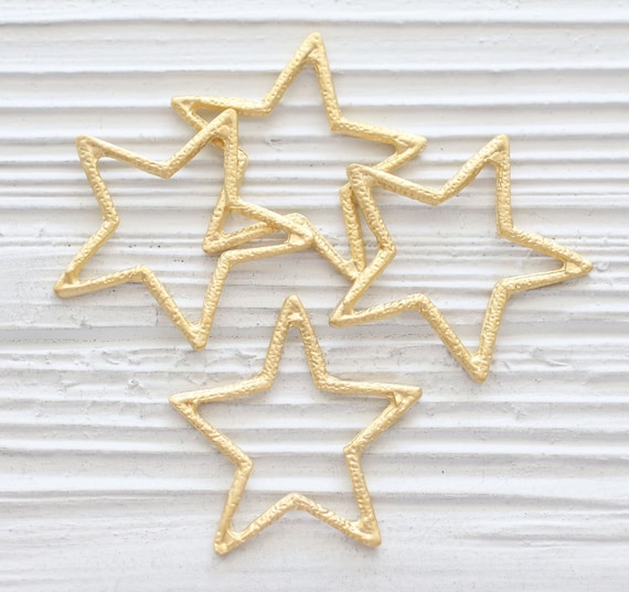 Star pendant gold, star earrings charm, gold pendants, star, hammered star pendant, large star pendant gold, star charm, earrings dangle