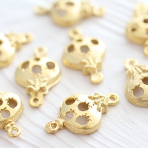 10pc gold pomegranate charm, connector gold, earring charms, pomegranate, fruit charms, dangles, bracelet connector, matte gold, cut out image 5