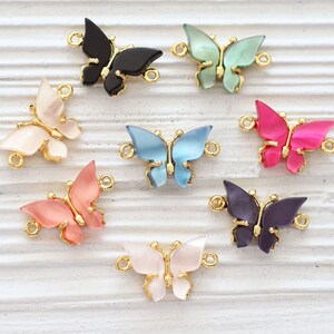 Butterfly charm connector gold, animal pendant, butterfly pendant, bracelet connector, just dangles, necklace connector, earrings charm image 4