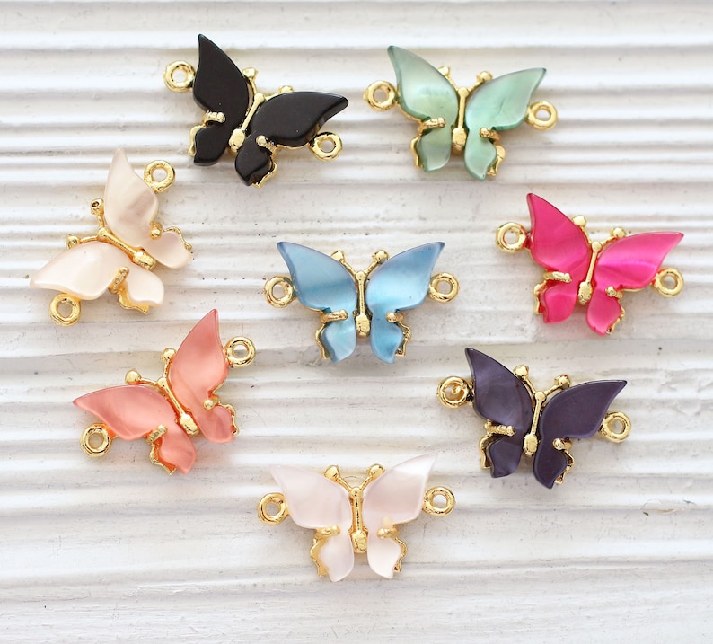 Butterfly charm connector gold, animal pendant, butterfly pendant, bracelet connector, just dangles, necklace connector, earrings charm image 4